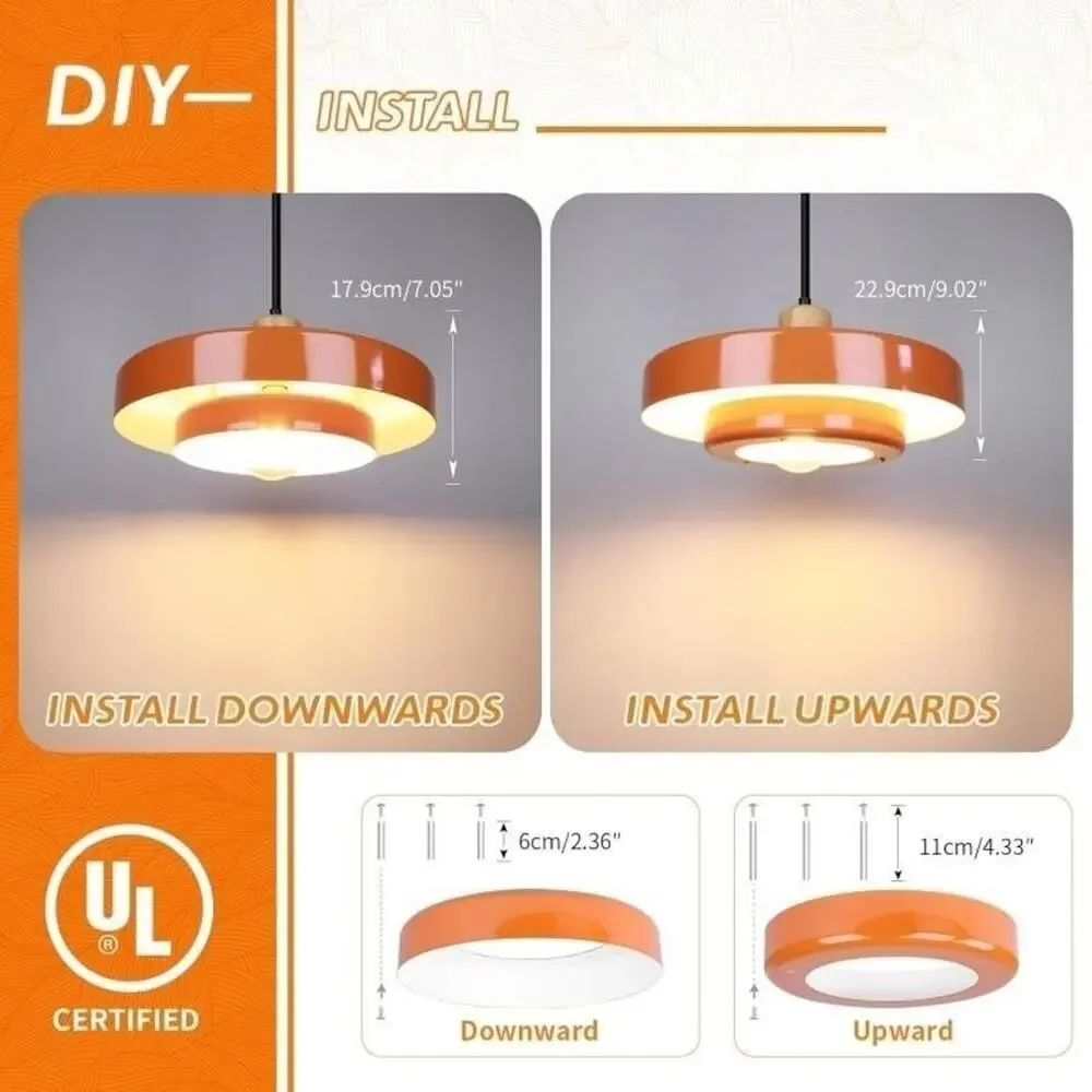 NEW Retro Mid Century Modern Orange Pendant Lamp Light Fixture Nordic 2 Tiered